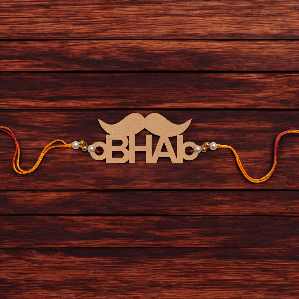 Bhai Wooden Rakhi ( Moustache )