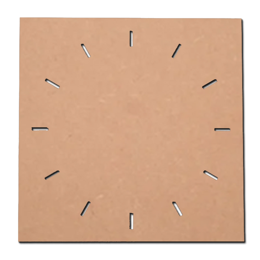 Square MDF Clock Base with Line Cut Design