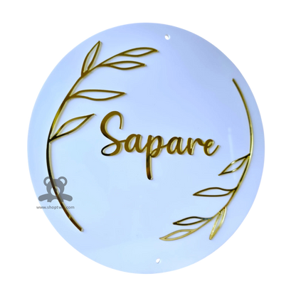 ShopTwiz Curve Rectangle White and Black Acrylic Name Plate for House and Office