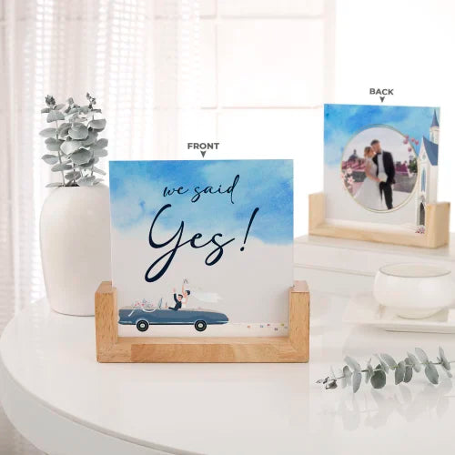 Personalized Acrylic Frame with Wooden Base