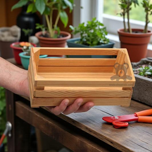 ShopTwiz Wooden Crate Box for Fruits and Tray