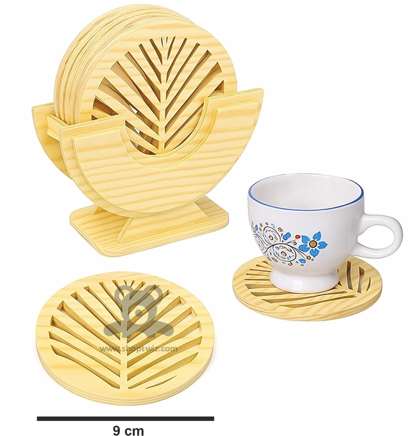 ShopTwiz Wooden Coaster Set (6 Pcs) for Office, Kitchen, Hotels