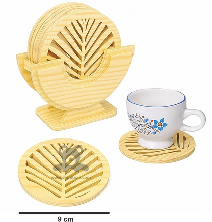 ShopTwiz Wooden Coaster Set (6 Pcs) for Office, Kitchen, Hotels