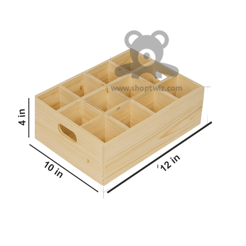 ShopTwiz Wooden Tray 12 Box Kitchen