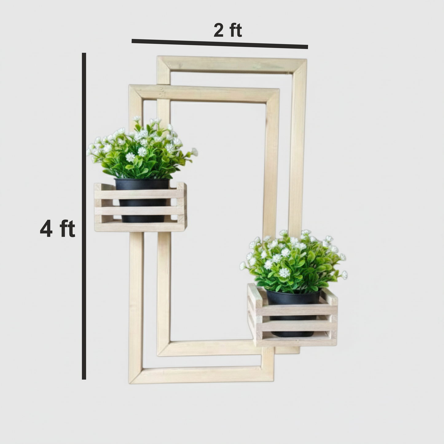 ShopTwiz Wooden Rectangle Design Pot Stand