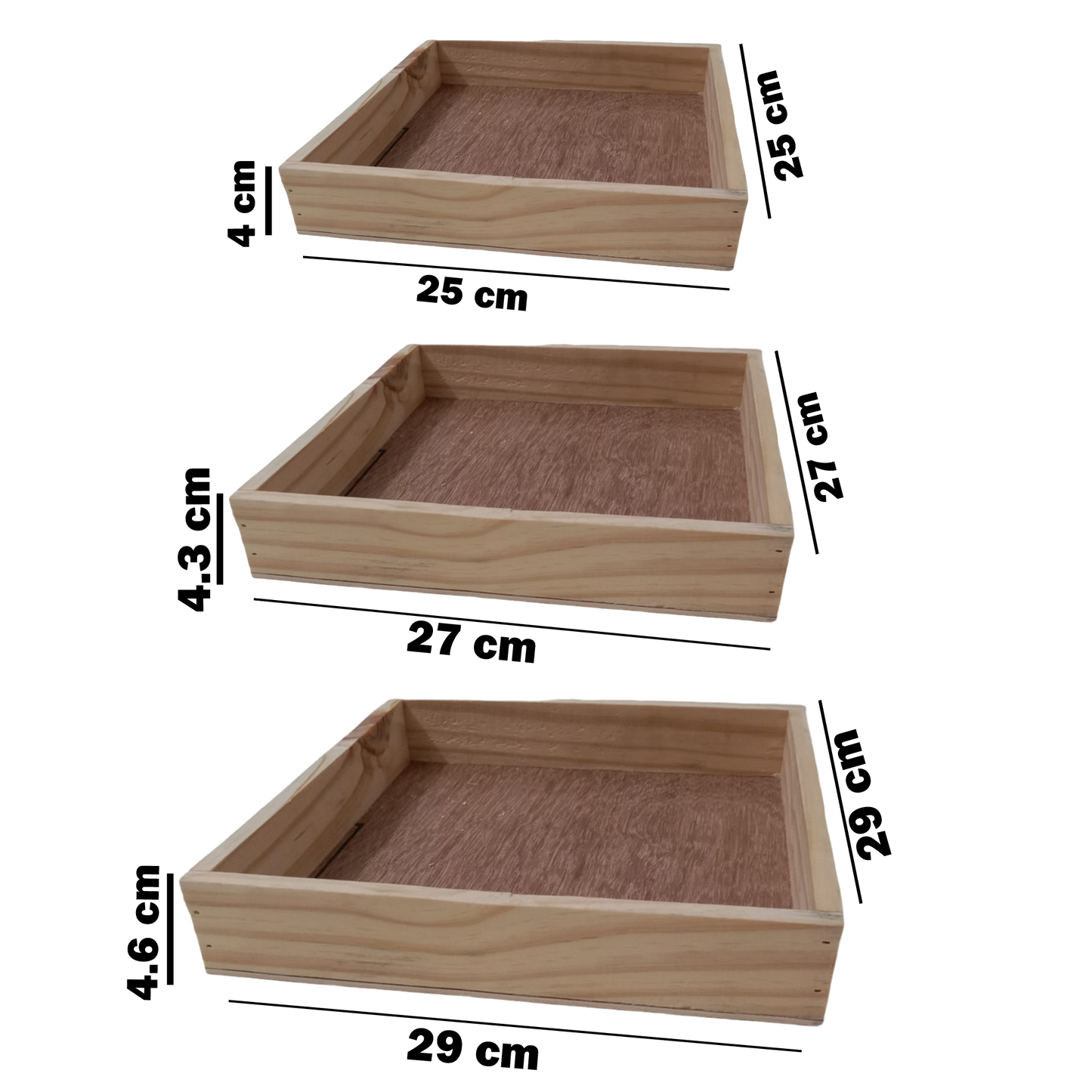 ShopTwiz 3pc Pinewood Tray Combo Ideal for Gift Packing