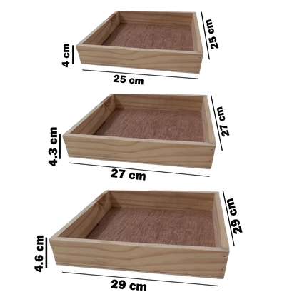 ShopTwiz 3pc Pinewood Tray Combo Ideal for Gift Packing