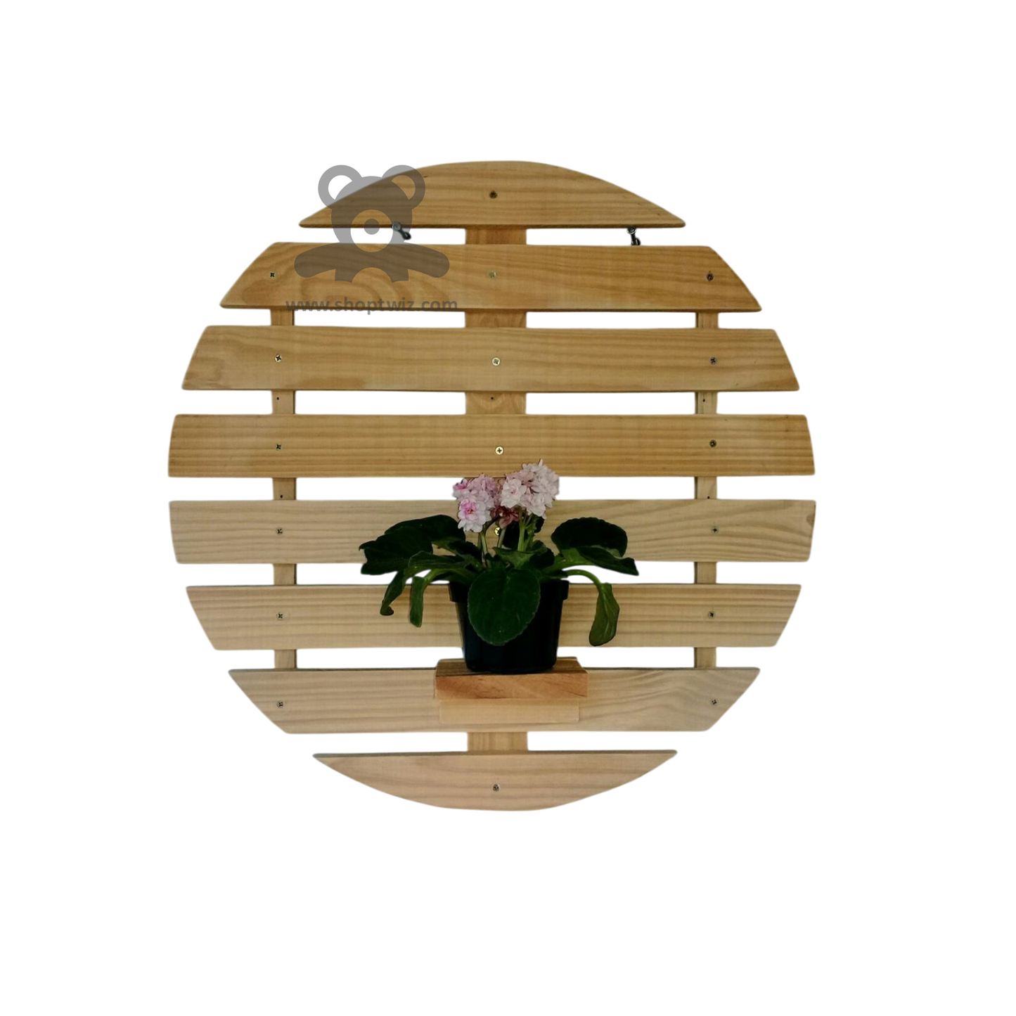 ShopTwiz Wooden Circle Design Pot Stand