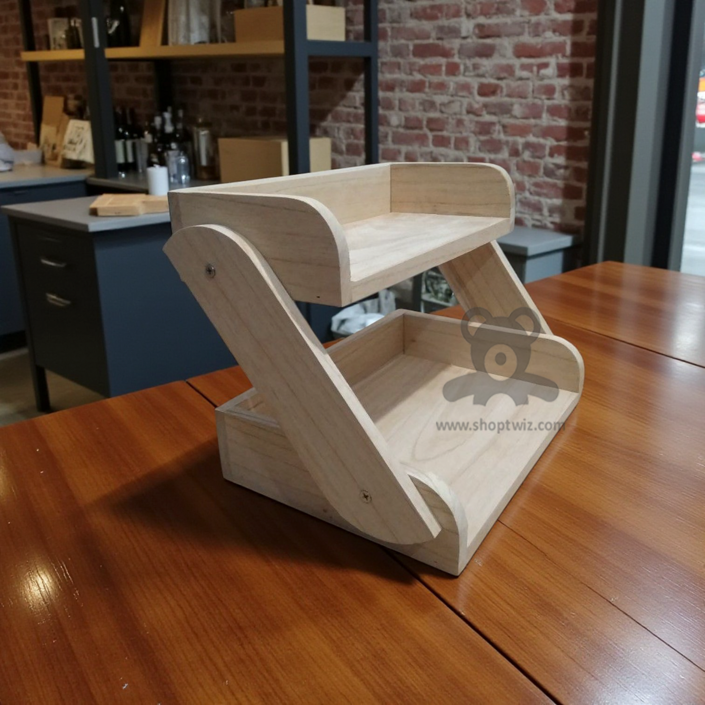 ShopTwiz Wooden Fruit Basket (2-Tier Style)