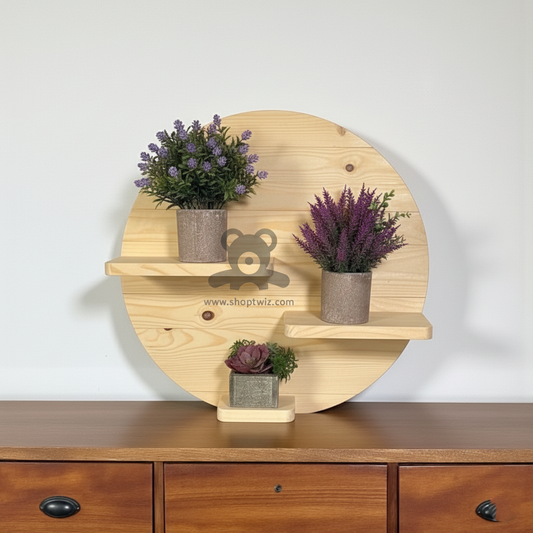 ShopTwiz Wooden Circle Wall Pot Stand
