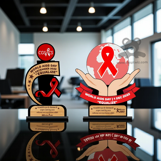 ShopTwiz Premium Wooden Engraved Frame – Custom Corporate Gift &World AIDS Day 2022 "EQUALIZEY" - Commemorative Trophy