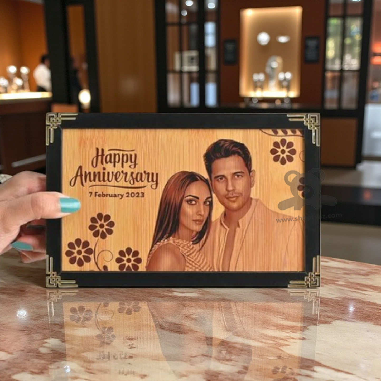 ShopTwiz Customized Wooden Engraved Photo Frame -Elegant Corporate & Personal Gift
