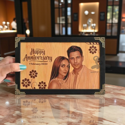 ShopTwiz Customized Wooden Engraved Photo Frame -Elegant Corporate & Personal Gift