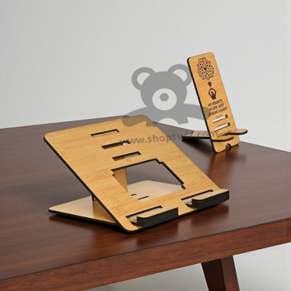 ShopTwiz Wooden Laptop & Mobile Stand Combo -Ergonomic Corporate Gift Set
