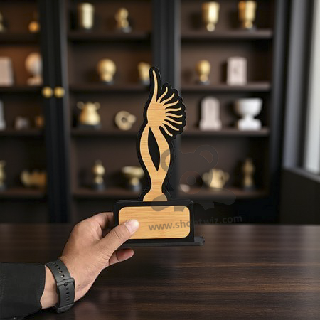 ShopTwiz Premium Wooden Feather Trophy  - Unique Corporate Gift