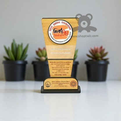 ShopTwiz Customized Wooden Trophy – Corporate Award with Logo & Text