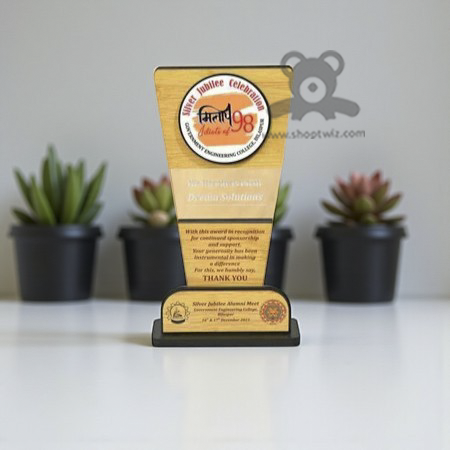 ShopTwiz Customized Wooden Trophy – Corporate Award with Logo & Text