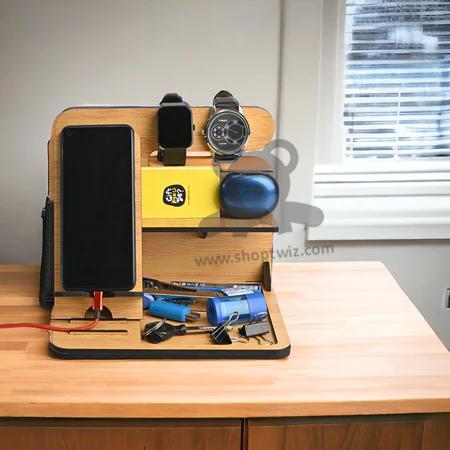ShopTwiz  Wooden Multi-Functional \Docking Station- Mobile,Watch & Accessory Organizer corporate Gift