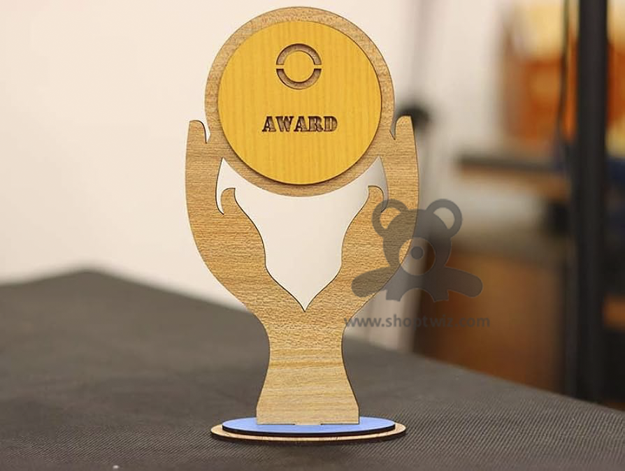 Laser-Cut 'Best Teacher' Wooden Award – Elegant Wooden Trophy Model