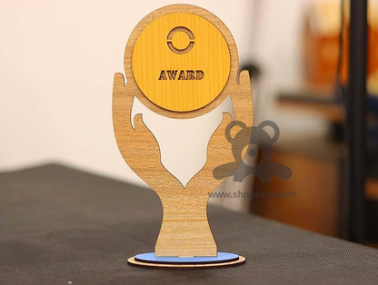 Laser-Cut 'Best Teacher' Wooden Award – Elegant Wooden Trophy Model