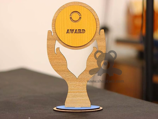 Laser-Cut 'Best Teacher' Wooden Award – Elegant Wooden Trophy Model
