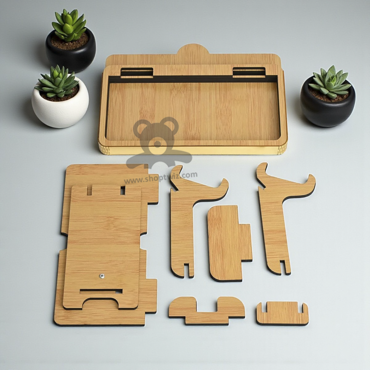 ShopTwiz Eco-Friendly Wooden DIY Desk Organizer Set - Premium Corporate Gift