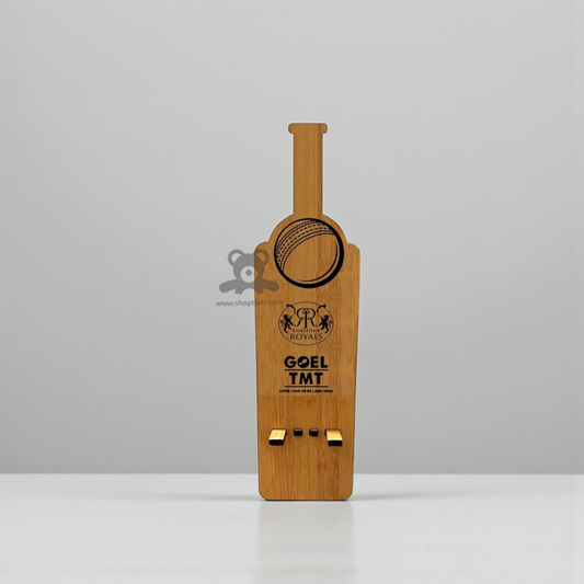 ShopTwiz Beautiful Wooden Mobile Stand of Cricket Bat Shape for Corporate Gifting