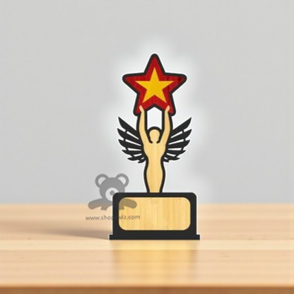 ShopTwiz  Wooden Star Trophy  – Custom Corporate Gift & Appreciation Plaque