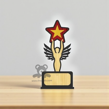 ShopTwiz  Wooden Star Trophy  – Custom Corporate Gift & Appreciation Plaque