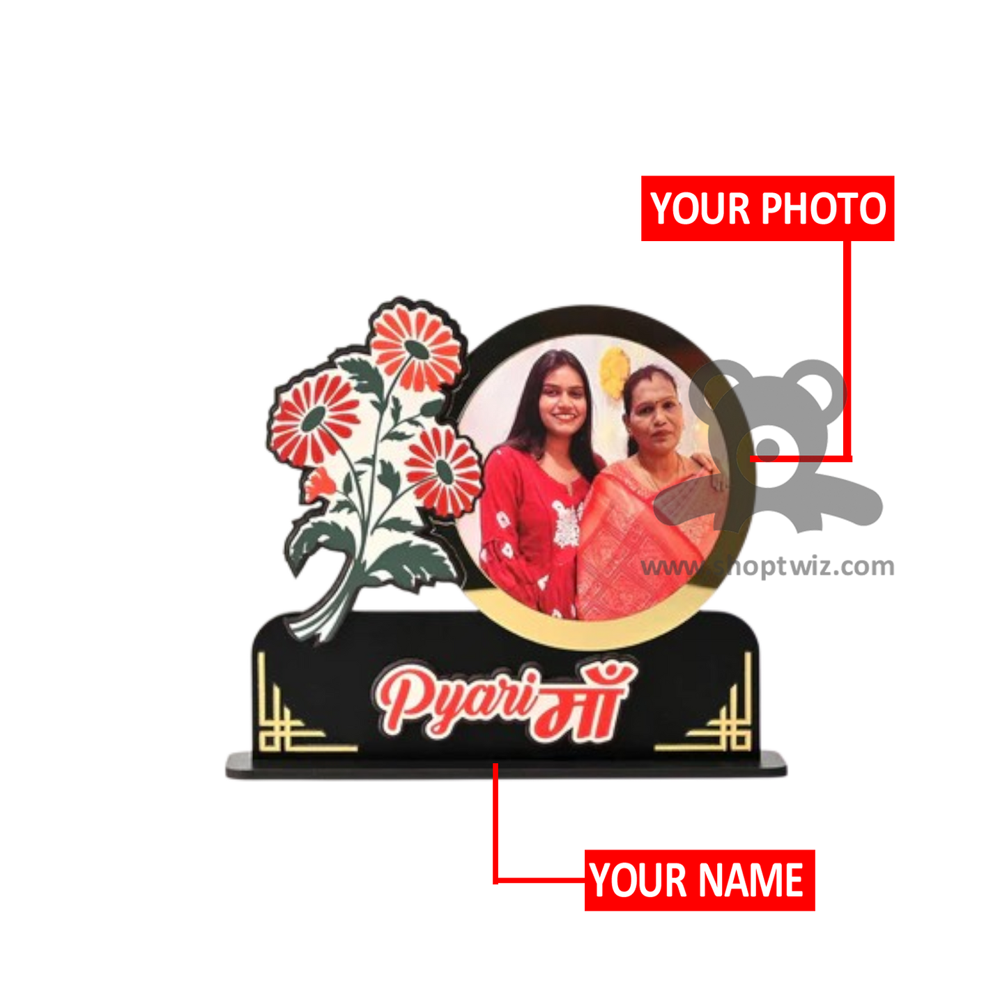 ShopTwiz Customized Wooden Pyari Maa Photo Frame Special Mother's Day Gift