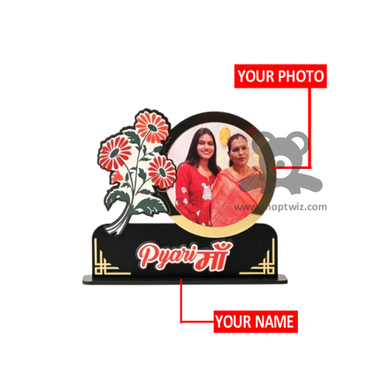 ShopTwiz Customized Wooden Pyari Maa Photo Frame Special Mother's Day Gift