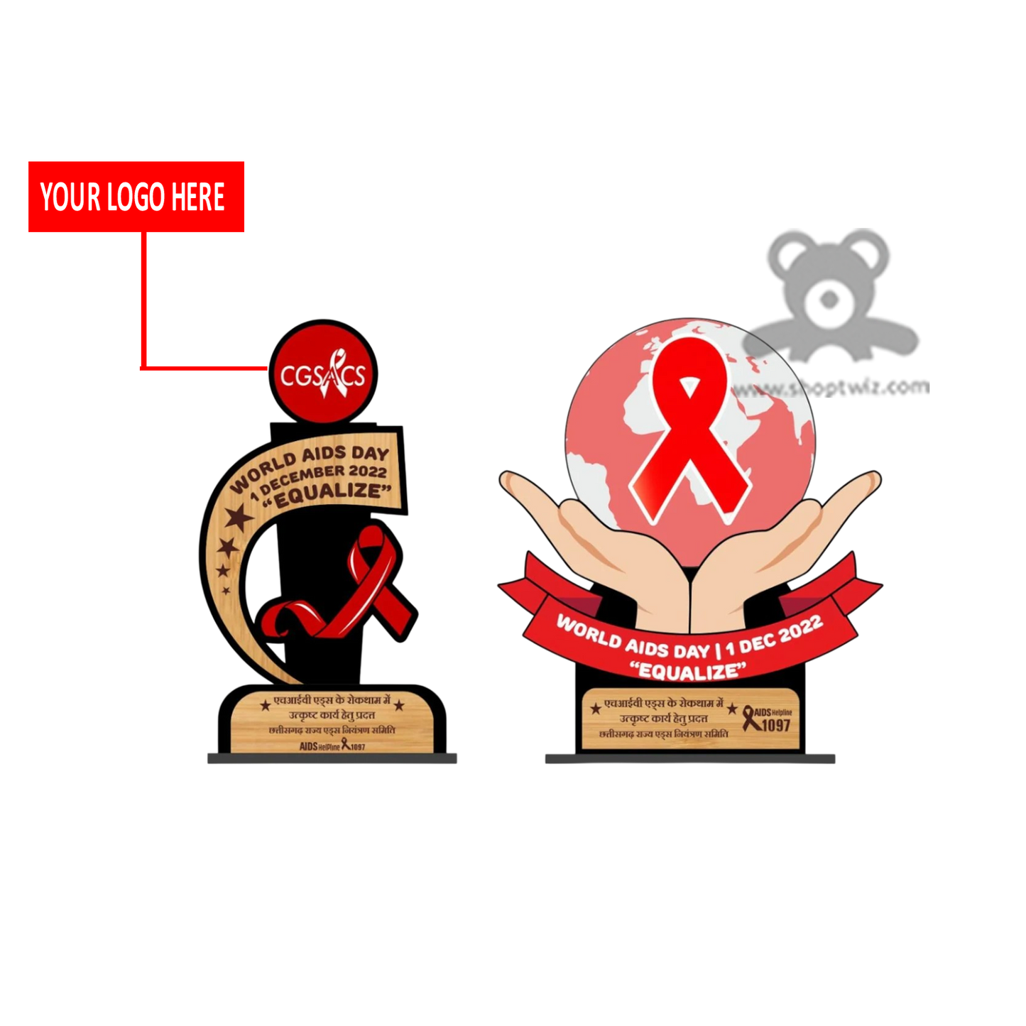 ShopTwiz Premium Wooden Engraved Frame – Custom Corporate Gift &World AIDS Day 2022 "EQUALIZEY" - Commemorative Trophy