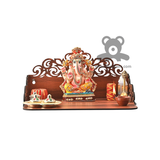 ShopTwiz Wooden Designer Ganesh Puja Stand -Mandir Spiritual Corporate Gift