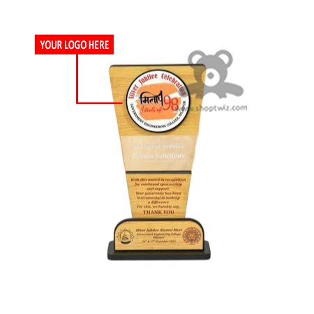 ShopTwiz Customized Wooden Trophy – Corporate Award with Logo & Text
