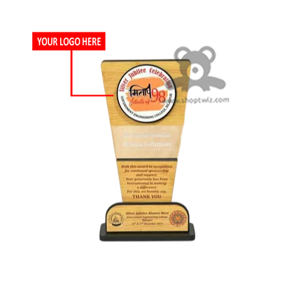 ShopTwiz Customized Wooden Trophy – Corporate Award with Logo & Text