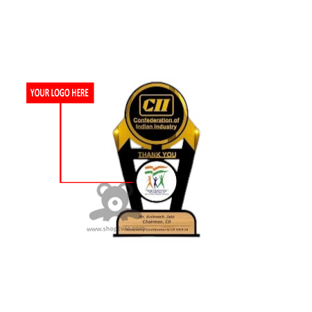 ShopTwiz Trophy with Customized Logo and Brand Name with Golden and Black Finish