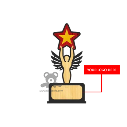 ShopTwiz  Wooden Star Trophy  – Custom Corporate Gift & Appreciation Plaque