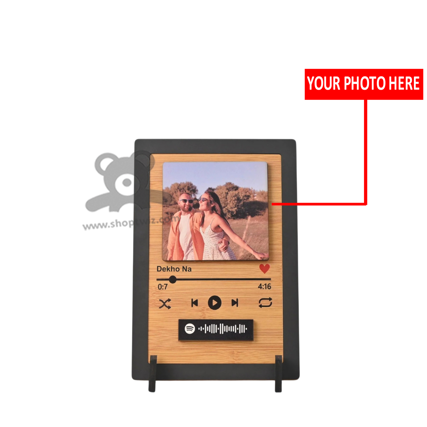 ShopTwiz Customized Wooden Music Plaque With & Photo & Spotify Code - Unique Corporate & Personal Gift