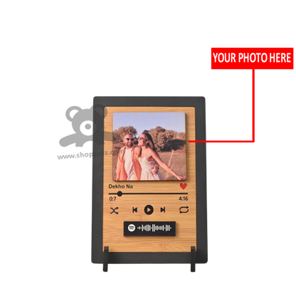 ShopTwiz Customized Wooden Music Plaque With & Photo & Spotify Code - Unique Corporate & Personal Gift