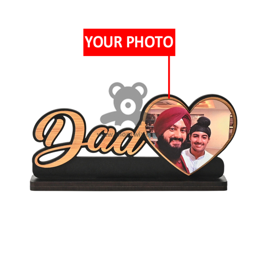 ShopTwiz Customized Wooden Dad Heart Photo Frame - Special Father's Day Gift