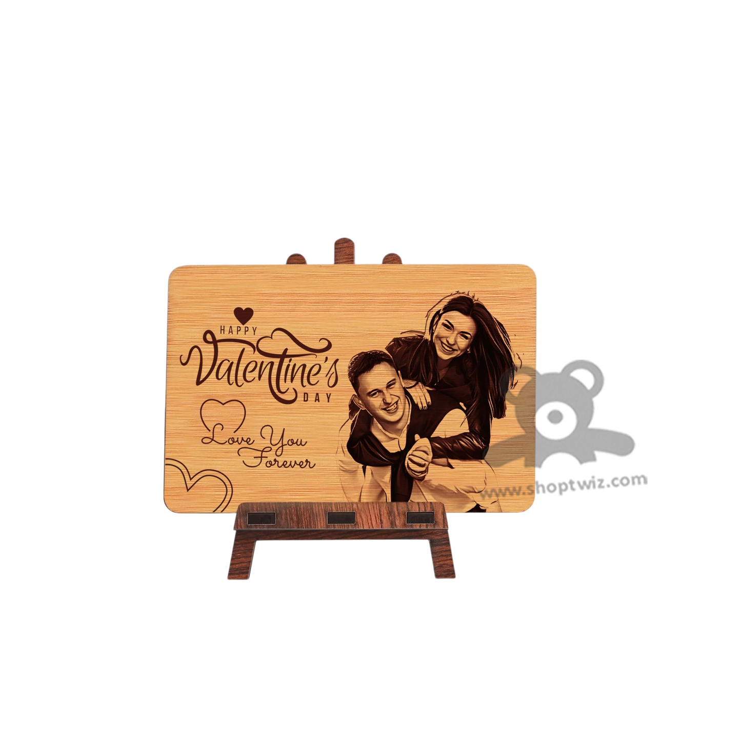 ShopTwiz Customized Wooden Valentine Photo Plaque- Love & Anniversary Corporate Gift