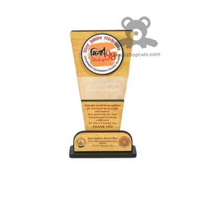 ShopTwiz Customized Wooden Trophy – Corporate Award with Logo & Text