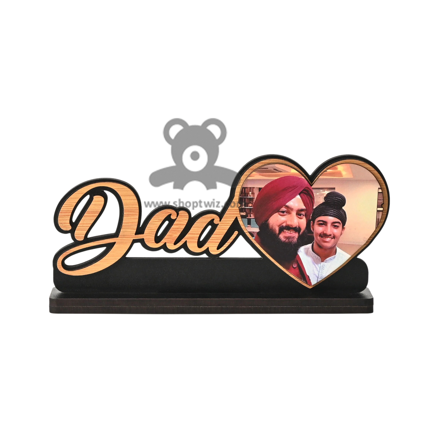 ShopTwiz Customized Wooden Dad Heart Photo Frame - Special Father's Day Gift