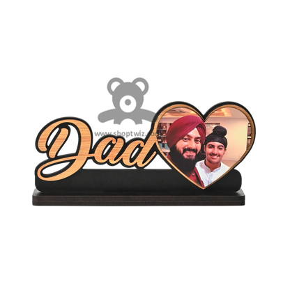ShopTwiz Customized Wooden Dad Heart Photo Frame - Special Father's Day Gift