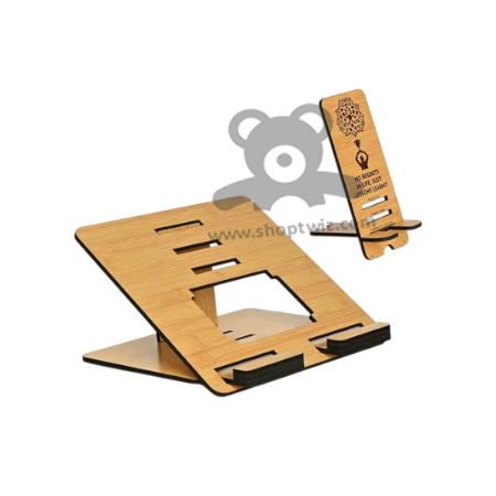 ShopTwiz Wooden Laptop & Mobile Stand Combo -Ergonomic Corporate Gift Set