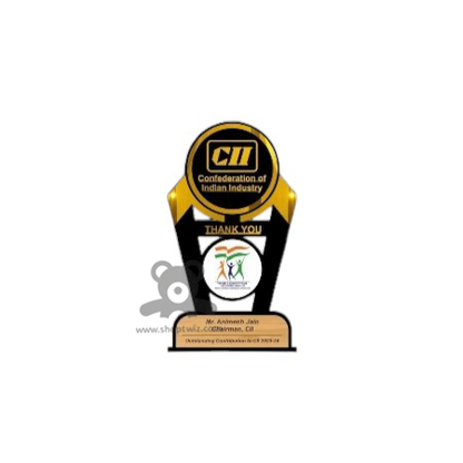 ShopTwiz Trophy with Customized Logo and Brand Name with Golden and Black Finish