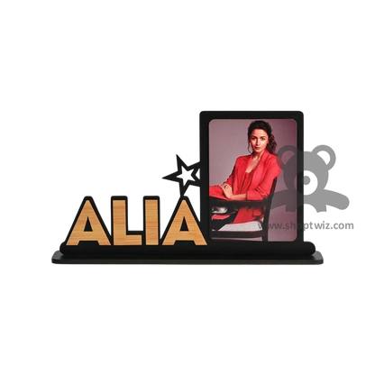 ShopTwiz Customized Wooden Name Plate With Photo Frame - Stylish Corporate & Personal Gift