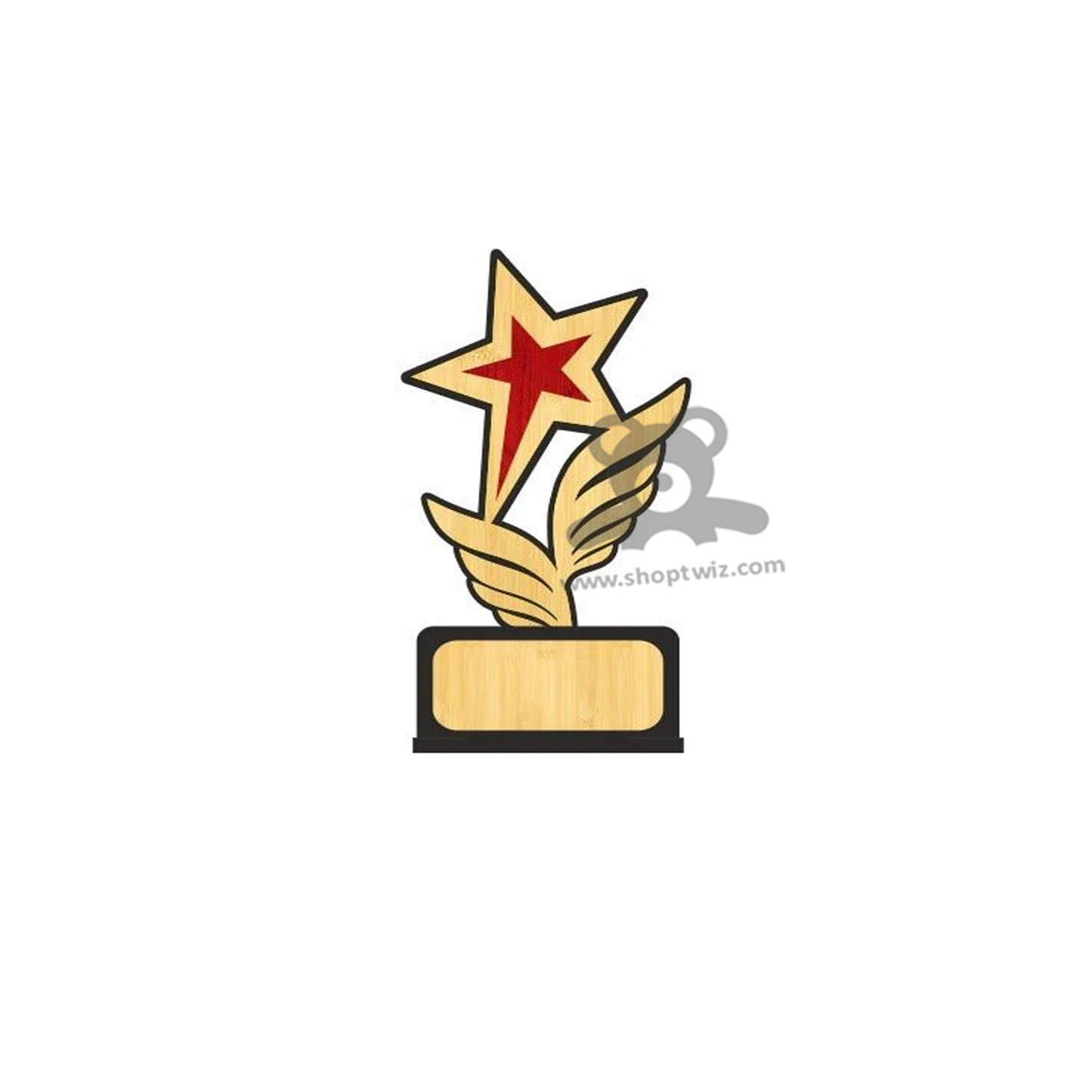 ShopTwiz Wooden Star Trophy With Wing Design - Premium Corporate Award & Gift