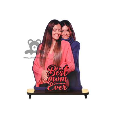 ShopTwiz Customized Heart Shaped Wooden Best Mom Ever Photo Stand - Special Mother's Day Gift