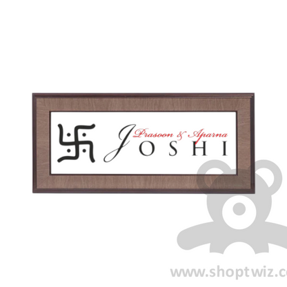 ShopTwiz Rectangle Wood White Acrylic Black Latter  Name Plate for House and Office